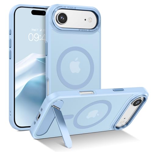 Coque iPhone 17 Air antichoc bleu ciel qui résiste aux chutes avec support