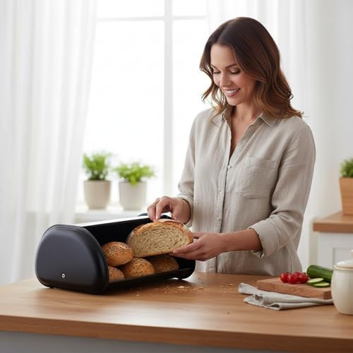 Miniatura 3 de Quttin Panera Moderna Con Tapa Y Con Sistema De Apertura Y Cierre Práctico - Panera Para Guardar El Pan O Bollería, Ideal Para La Encimera De La Cocina