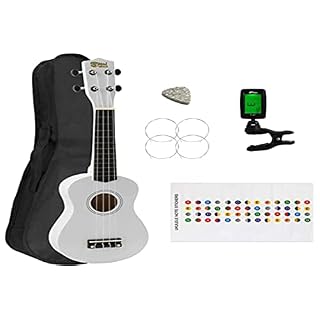 Ukulélé soprano pour les débutants en blanc avec gratuit UKE Sac et tuner - Les Beatles, Paul McCartney, John Lennon, RIngo Starr, George Harrison