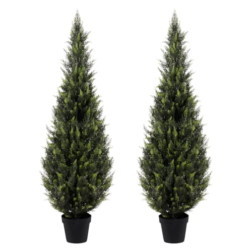 Set of 2, Artificial Cedar Topiary Trees, 5 FT  - image 8