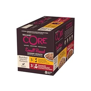 Wellness CORE Savoury Medleys, Pâtée pour Chiens de Petite Taille, Haute Teneur en Viande, Farmer Sélection 6 x 85g