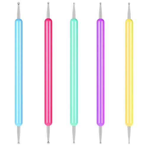 5Pcs Nail Stylus Dotting Tool Set Ball Embossing Stylus for Transfer Paper Different Size Pattern Tracing Stylu Dot Painting Tools Nail Art Embossing Pen for Pattern Tracing Pen Rock Painting