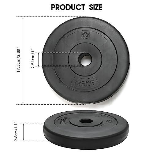 KK Vinyl Weight Plate Set. For 1 Inch Barbell Bar Dumbbells Weight Disc Pair. 2 x 2.5kg, 5kg or 10kg Barbell Weight Plates. Dumbbell Plates for Home or Gym Training or Weightlifting. (4 X 1.25KG) - Image 2
