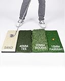 WEEPALM SPORTS 4-in-1 Golf Hitting Mat, Golf Practice Mat with Fairway, Rough, Sand & Tee Turf, Indoor Outdoor Golf Training Mat for Driving, Chipping & Putting with Golf Mat Tees