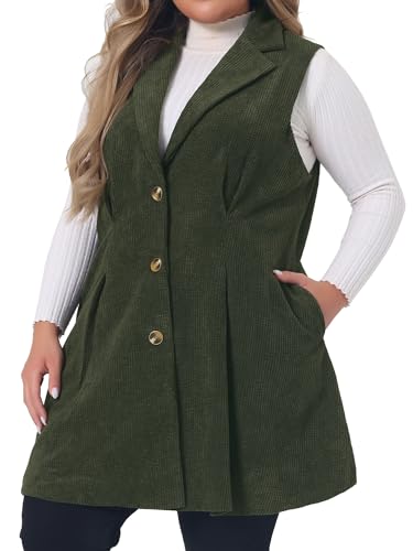 Agnes Orinda Plus Size Corduroy Vests for Women Lightweight Single Breasted Casual Sleeveless Vest Jacket2