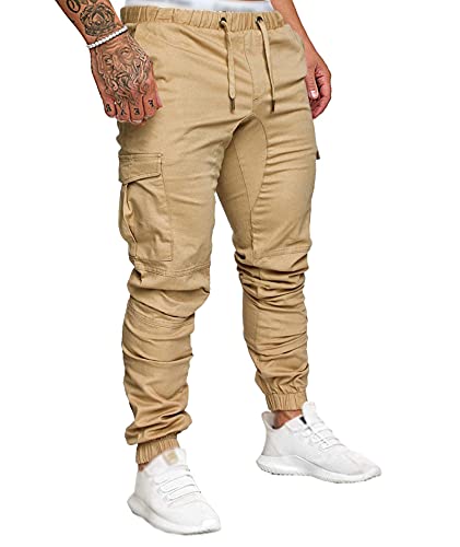 SOMTHRON Herren Elastische Taille Gürtel Baumwolle Jogging Sweat Hosen...