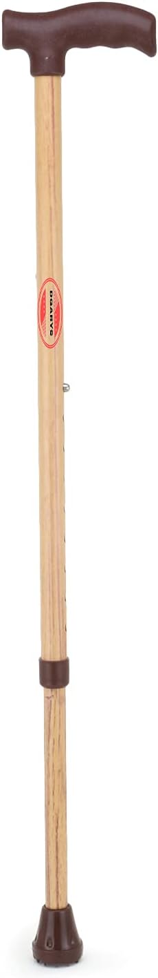Walking Stick for Men and Women | Balancing Walking Support Stick with Non Slip Rubber Handle | Old Age Light Weight Walking Cane Height Adjustable (Wooden)