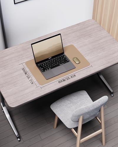 Image of YSAGi Eco Cork Desk Pad, Leather Deskpad, Double-Sided Desk Mat,Waterproof Large Mouse Pad, Non-Slip Mouse Mat, Laptop Desk Table Protector, Desk Writing Pad for Office /Home(23.6 inchx13.7 inch,Apricot+Cork)