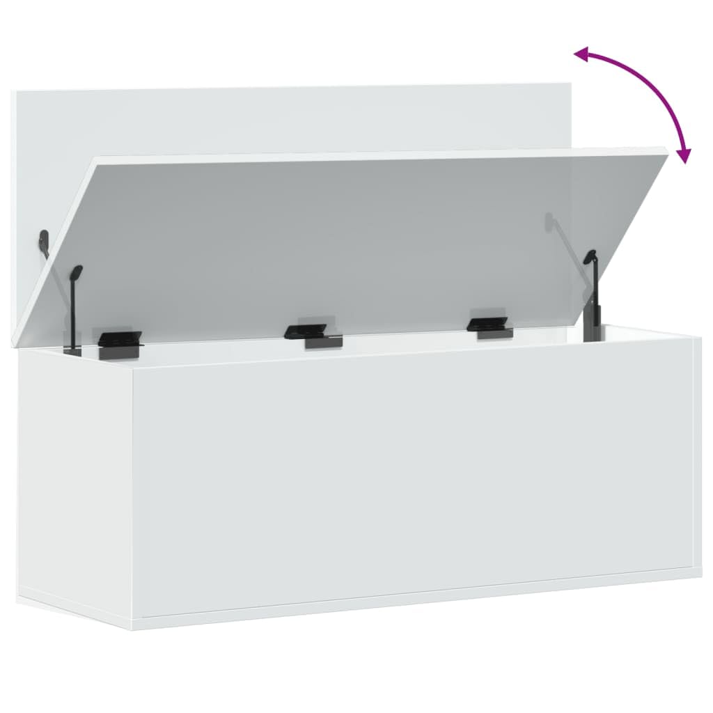 Homgoday Baúl y baúles para exteriores, contenedor de jardín, portaherramientas de jardín, puf de exterior, caja de almacenamiento blanca, 90 x 35 x 35 cm, de aglomerado