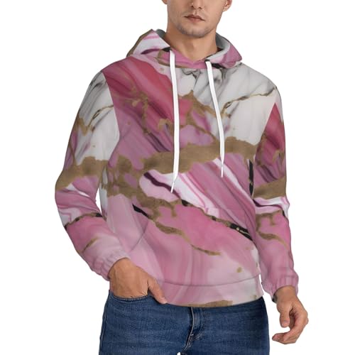 Sweat à capuche décontracté marbre rouge et blanc vêtement streetwear unisexe avec poche