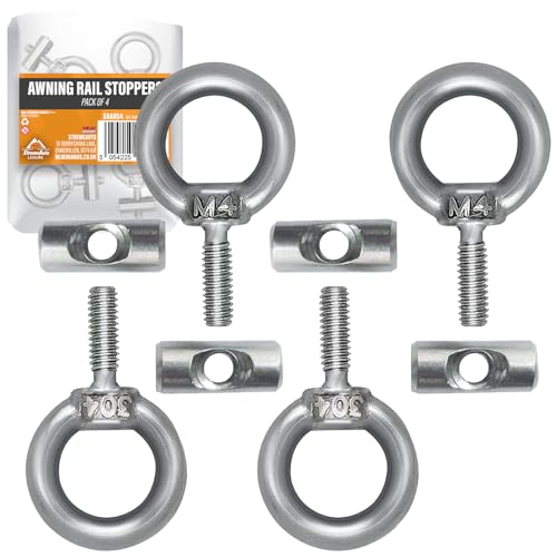 Xtremeauto Awning Rail Stoppers 4-Pack M4 x 12mm Stainless Steel 6mm Diameter Awning End Stops for Caravan Campervan Motorhome Tent Rail Track Rustproof & Durable