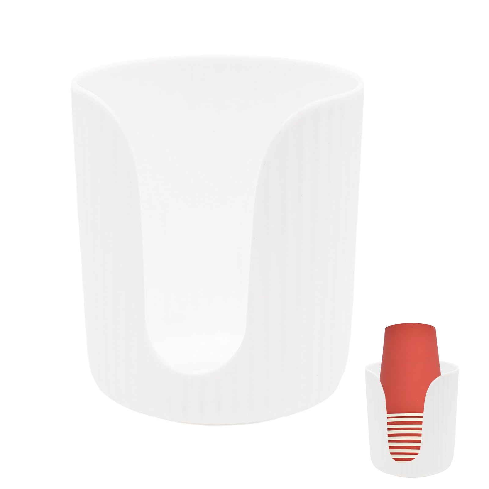 Wuyituart White Cup Dispenser 3oz-5oz Disposable Paper Cup Holder Cotton Pad Holder with Vertical Stripes
