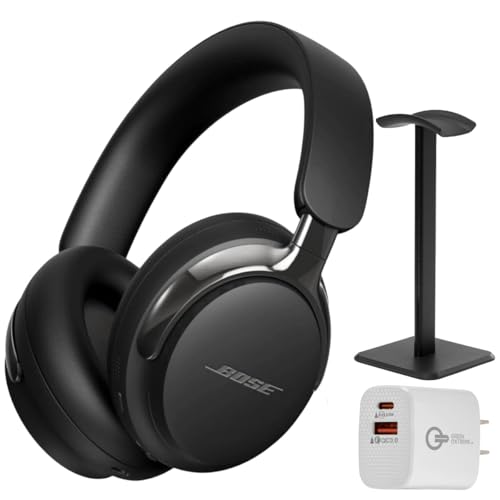 Bose (2nd Gen QuietComfort Ultra Bluetooth Headphones, Wireless Headphones with Spatial Audio, Over Ear Noise Cancelling with Mic, Up to 30 Hours of Play time + 20W Wall Charger (Black)