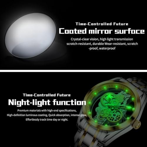 Image of OLEVS Mens Watch Luxury Skeleton Stainless Steel Fashion Wrist Watch Business Dress Analog Date Waterproof Luminous Gift Watch for Male