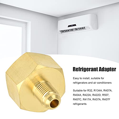 Image of R134A Brass Refrigerant Tank Adapter,R32 Fitting Adapter W21 to 1 /4SAE Air Conditioning Refrigerant Adapter Vacuum Pump Adapter Air Conditioning Accessory,Perfect for Efficient Refrigerant Filling