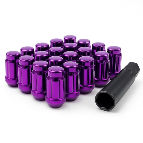 Image of 20 Purple Spline Drive Small Diameter Acorn 12x1.5 Purple Lug Nut Kit with Key