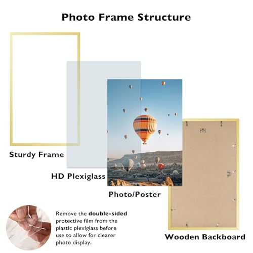 Image of JCJMY 14x24 Picture Frame Gold for Poster Photo Picture, Horizontal and Vertical Formats for Wall Hanging, 14 x 24 Wall Gallery Poster Photo Frame for 14 by 24 Photos Posters, Gold