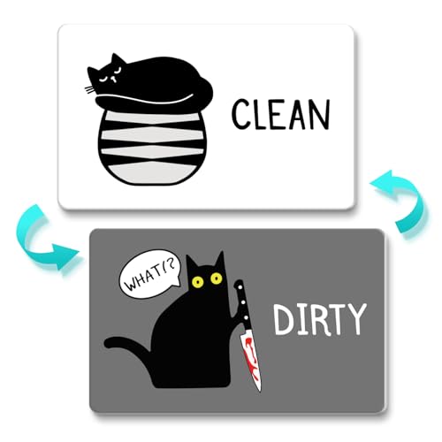 Imán decorativo de lavavajillas gato negro rectangular