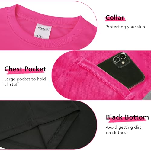 ProtectX 3-Pack High Visibility Short Sleeve Reflective Safety T-Shirt, Men's Heavy Duty Breathable Hi Vis Shirts, Class 2 Type R, Pink - Medium by ProtectX - Image 3