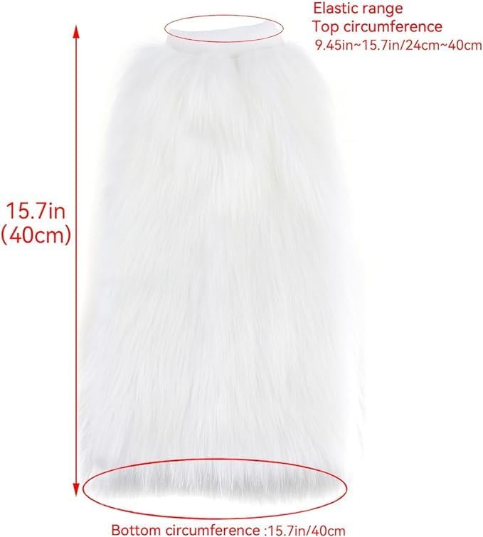 Abien Fluffy Leg Warmers White Fuzzy Fur Leg Warmers Fluffy Long Boot Covers Rave Christmas Party Costumes for Women - Image 5