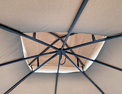 Canopy Top for Garden Treasures 10 ft x 10 ft Brown Metal Square Semi- Gazebo Model #L-GZ038PST-F (Tan) (FABRIC TOP ONLY) by APEX GARDEN - Used condition - Image 6
