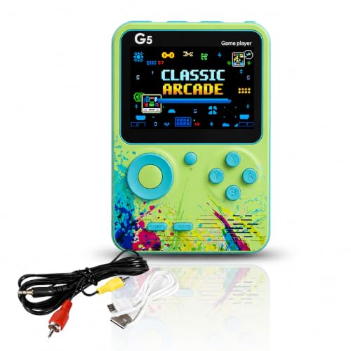 Image of Video Game for Kids Toys for Boys & Girls 7-14 Years G5 Retro Handheld Game Console Rechargeable Pocket 3.0 Inch HD Screen 500 in 1 Retro Game Box AV Output | Portable Video Game Player (Green)