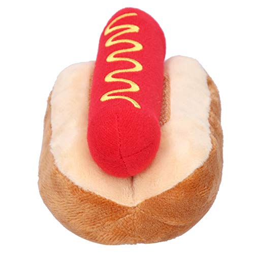 Food Plüsch, Weiches Plüschhundspielzeug mit Hot Dog Form Abnehmbarer Klang Exquisite Puppenspielzeug Food Plüsch Hot Dog Geschenke für Katzen Hunde