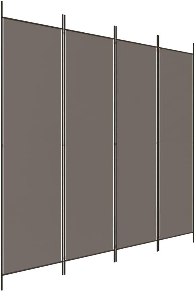 vidaXL 4-Panel Room Divider in Anthracite - 78.7"x86.6" Foldable Privacy Screen - Perfect for Bedroom/Living Room - Fabric Panel Divider