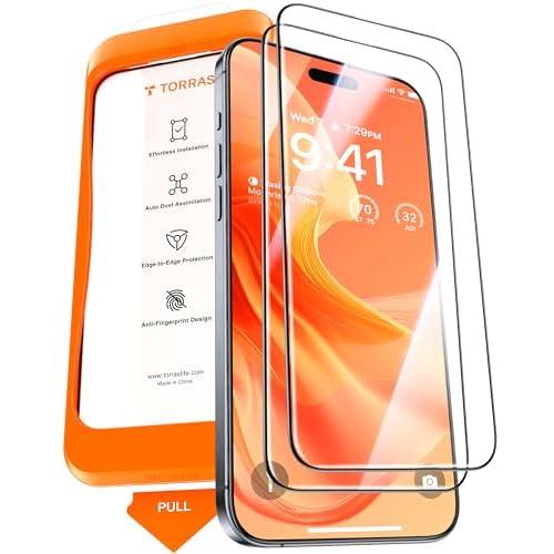 TORRAS 2-Pack for iPhone Air Screen Protector [12Ft Military-Grade Shatterproof] [9H+ Aerospace Tempered Glass] Anti-Scratch Full Coverage Fit