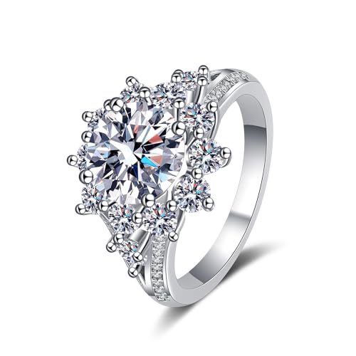Bague Moissanite argent 925 solitaire quatre griffes bijoux femme luxe