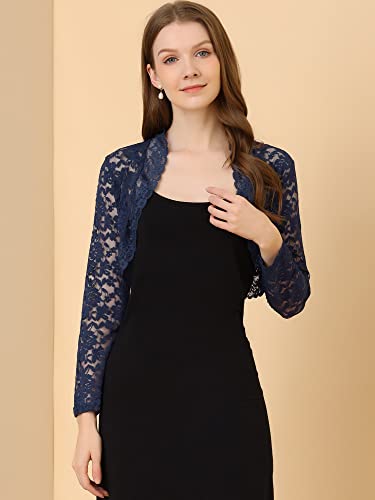 Image of Allegra K Women's Elegant Crop Cardigan Sheer Floral Lace Bolero Shrug Top