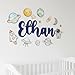 Custom Nursery Name Sign with Themed Decor Kit | Personalized Wooden Wall Art for Baby, Kids Room | Space, Jungle, Circus, Under The Sea, Woodland, Rainbow (40