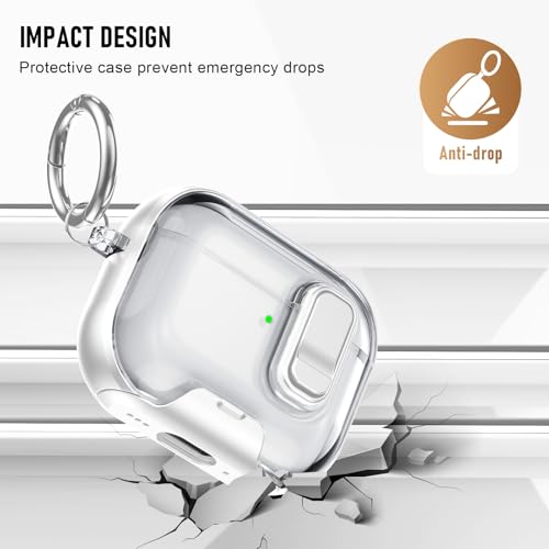 Image of Compatible Airpods Pro 3 Case (2025) with Phone Stand & Cleaner Kit,Print Soft Silicone Lock Clip Apple AirPods Pro 3rd Generation Case, Airpod Pro 3 Cover with Keychain for Women /Girls,White