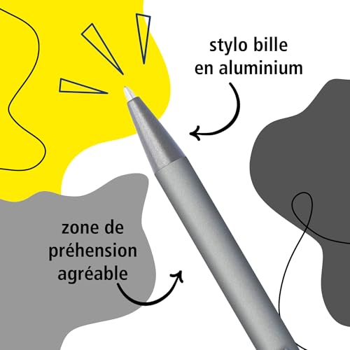 Online Soft Metal stylo à bille stylo-bille rétractable en aluminium avec surface soft-touch recharge remplaçable encre bleue cadeau parfait I couleur: gris I 21731/3D – vue 2