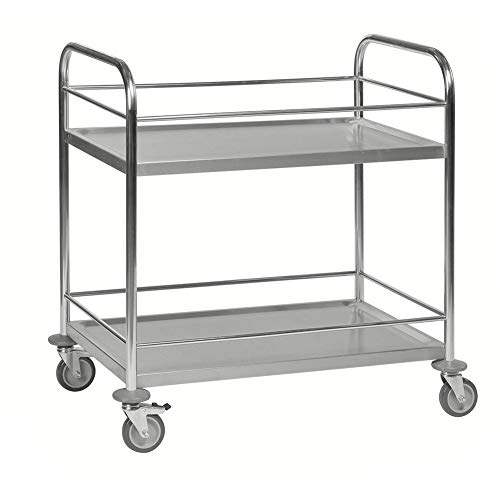 Edelstahl-Servierwagen mit 2 Böden 910 x 590 x 940 mm, Traglast: 100 kg, C2