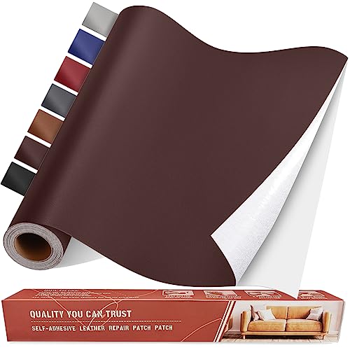 Patch de réparation autocollant en cuir marron foncé 78x40 cm pour grand canapé