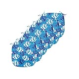 Lunarable Underwater Chair Seating Cushion Set of 6, Swirl and Dot Fish Design Ocean Themed Aquatic Creature Marine Life, Anti-Slip Seat Padding for Kitchen & Patio, 16'x16', Blue Navy Blue White