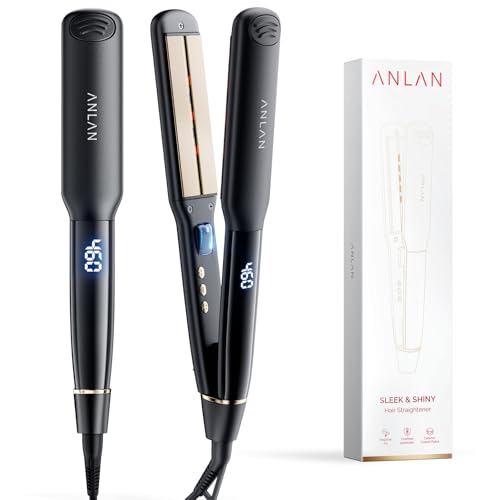 ANLAN Infrared Hair Straightener, 1.4' Ceramic Flat Iron with 20s Fast Heating, Negative Ions, 210–460°F Adjustable, Dual Voltage & Auto Shut-Off for Smooth, Shiny Styles