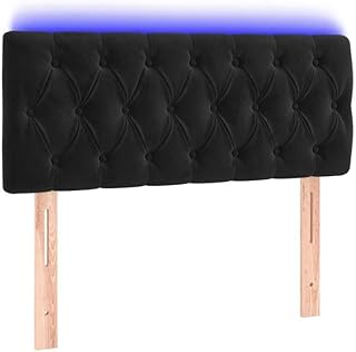 LED Bettkopfteil Schwarz 100x7x78/88 cm Samt höhenverstellbar mit bunter Beleuchtung Modernes Design für Boxspringbett Schlafzimmer und Studentenzimmer