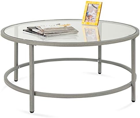 Best Choice Products 36in Modern Round Tempered Glass Accent Side...