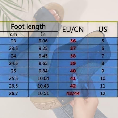 Cork Wedges & Platform Slides for Women,Women's Thick Sole Comfy Leather Wedge Non-slip Summer Sandals2