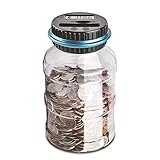 ☺【PASST FÜR EURO-MÜNZEN】: Es ist Design, um alle EURO-Umlaufmünzen, von Pennies zu Dollars zu akzeptieren. Große Kapazität bis zu 2.5L Dose Lagerung 800-1000 Münzen.