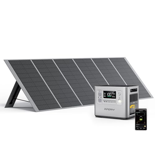 AFERIY P210 2400W Portable Power Station with 400W Solar Panel, 2048Wh LiFePO4 Battery Backup with AC & Solar Charging, Quiet Generator for Home Use, Outdoor Camping, RV, Emergency Power Sup