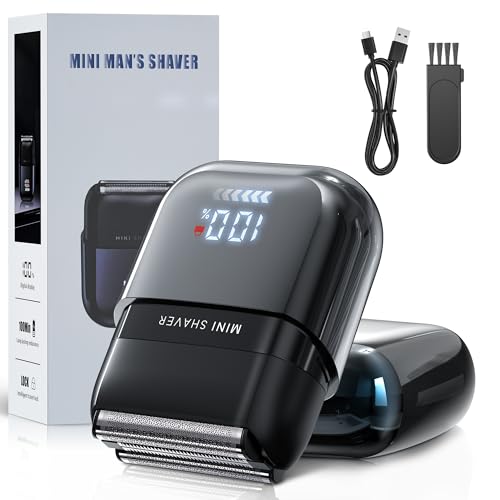 Yeerain Mini Afeitadora Electrica para Hombres con Pantalla LED, Impermeable IPX7, Portátil Silenciosa y Lavable