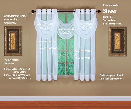 Image of Today's Curtain, Emelia Grommet Sheer Panel 63 inch White, 59 inch W x 63 inch L