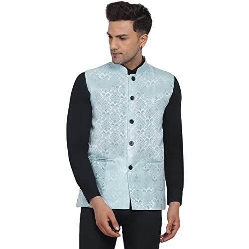 Image of Veera Paridhaan Men's Jacquard Printed Nehru Jacket
