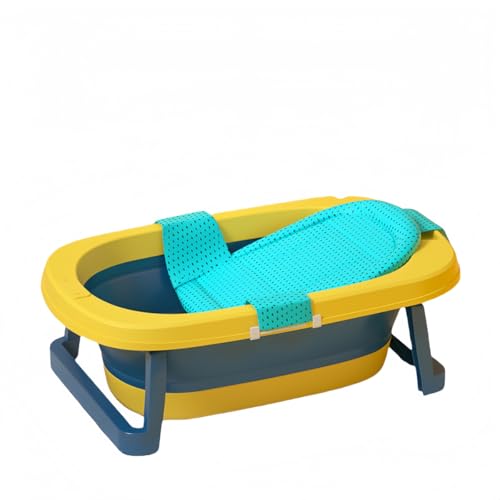 JiFocelt「超薄型折りたたみペットバスタブ 犬猫兼用 コンパクト省スペース 滑り止めシリコン足パッド付き マンション収納に最適」 (レモンイエローです,+バスネットです)