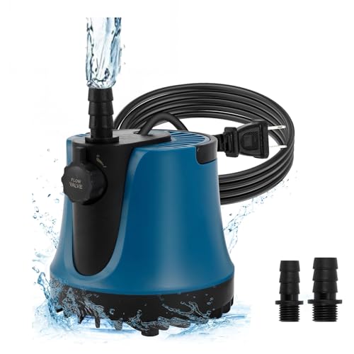 Submersible Fountain Water Pump,400 GPH 25W Ultra Quiet Small Sump Pump with 6ft High Lift, 2 Nozzles for Aquarium,Fish Tank,Pond,Waterfall, Statuary,Hydroponics