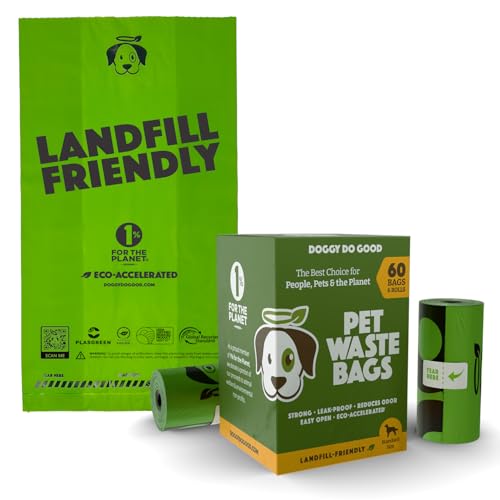 Doggy Do Good Poop Bags | Dog Waste Bags | Unscented, USDA Certified Biobased, Thick & Leak Proof, Easy Open | Standard Size | 60 Count