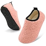 QFH Kids Boys Girls Comfy Warm Sock Shoes Indoor House Slippers Winter Toddler Slippers Shoes Skin Pink 8-8.5